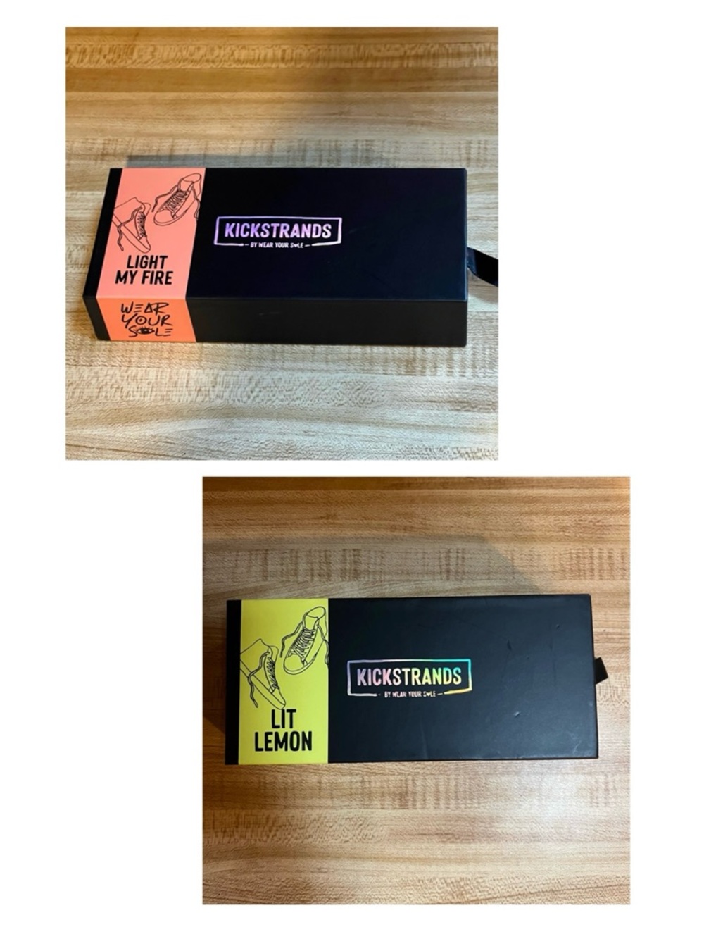 Two sets Kickstrands by Wear Your Sole shoelaces